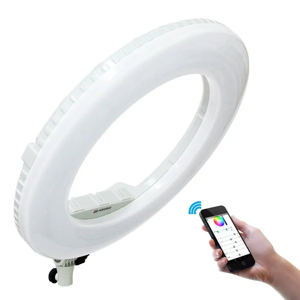 

Yidoblo QS-480DII 9990K APP Control Photography Ring lamp 18\" 480PCS LED Ring Light Warm & Cold Color Adjustable Ring Lamp