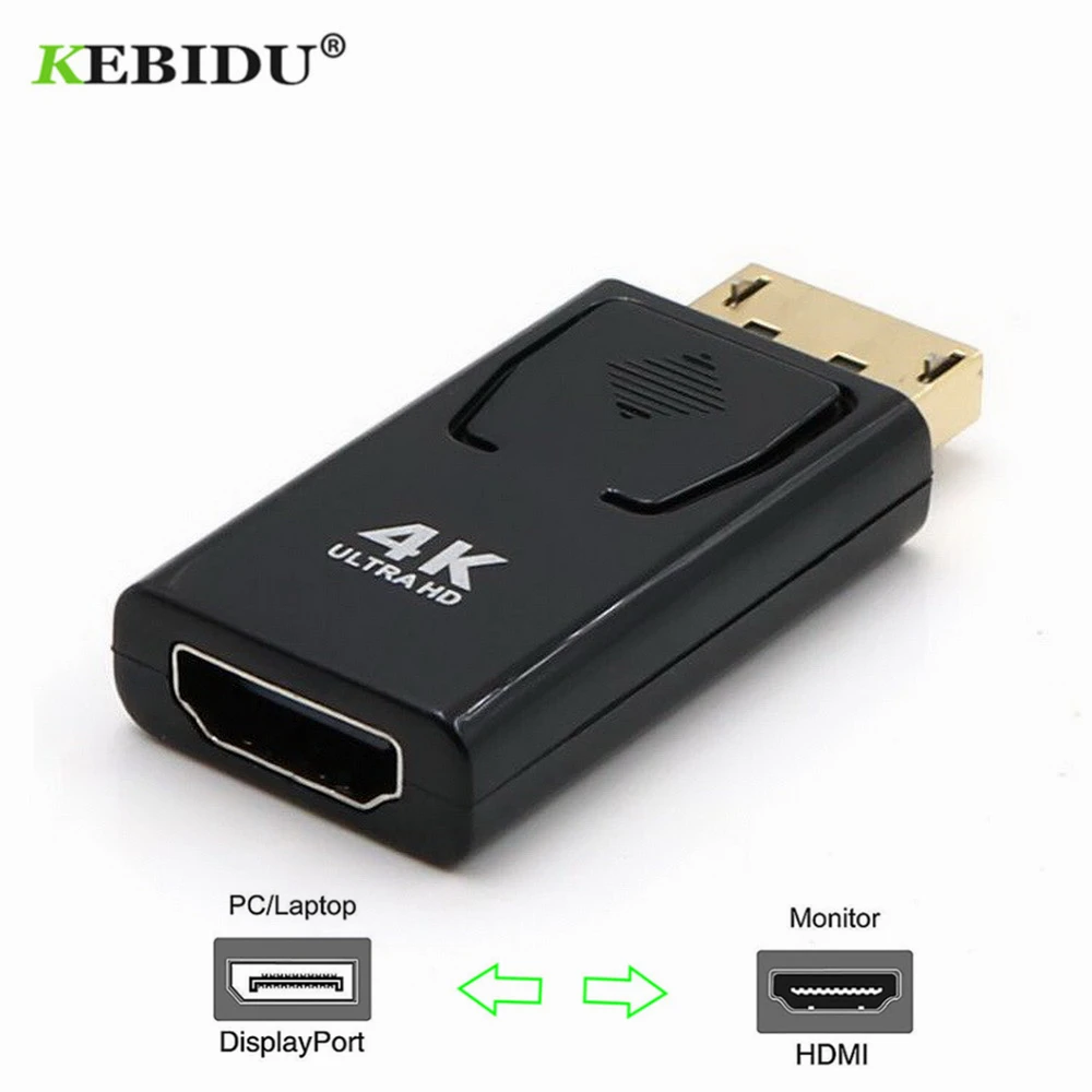 Адаптер KEBIDU для порта дисплея DP папа-HDMI-совместимый мама черный 4K @ 30hz 1080P Dp Для