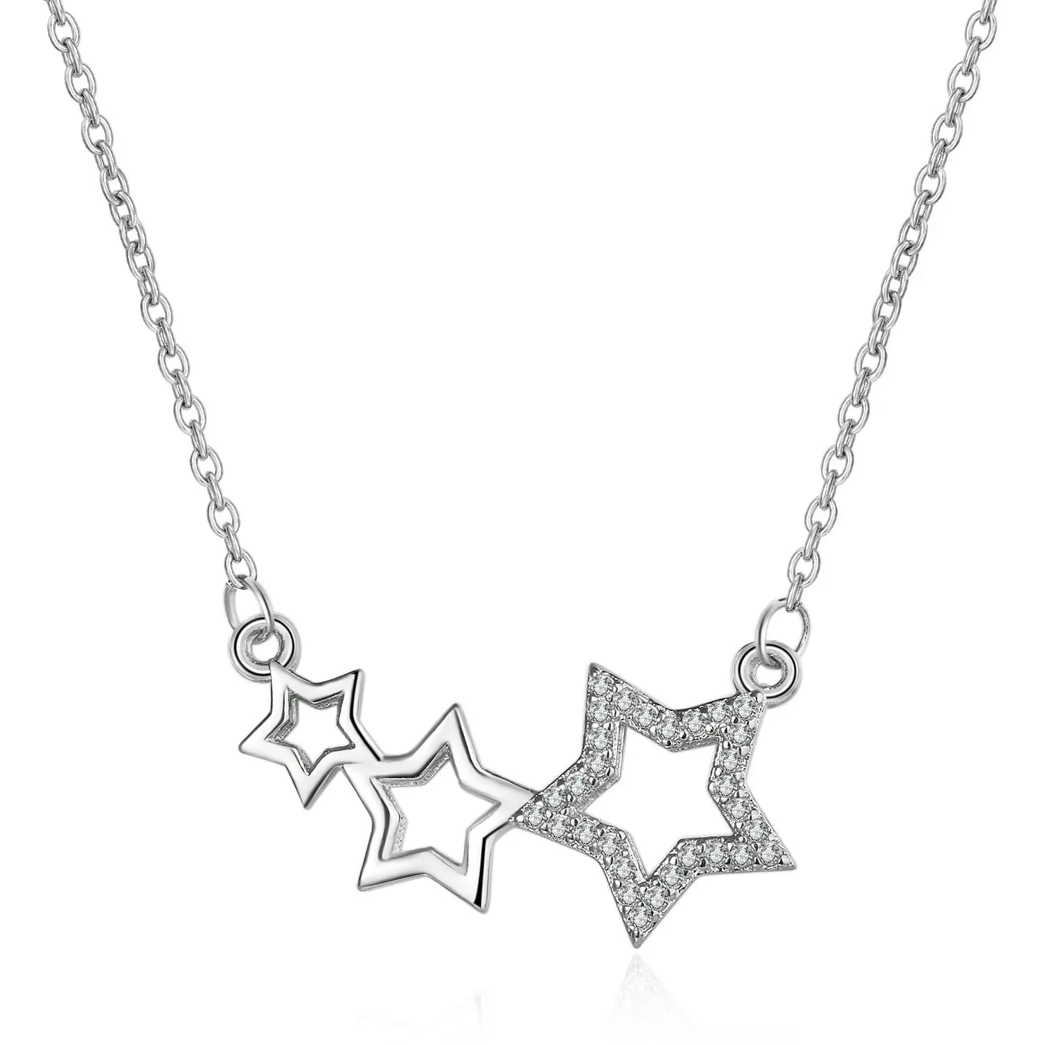 

Fashion Pentagonal Star Jewelry Women White Gold Clavicle Chain Girls Zircon Necklace Pendant