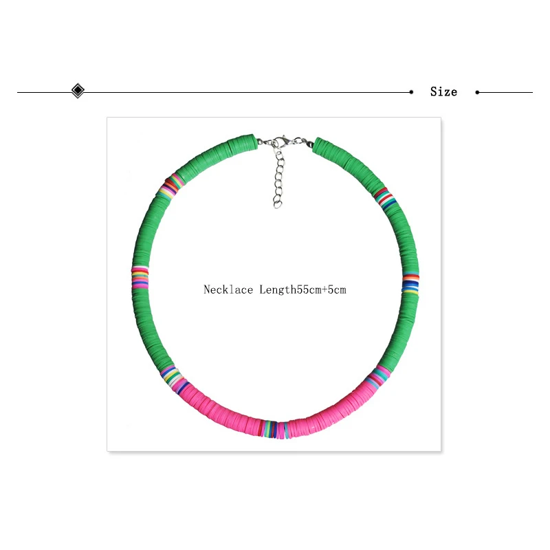 2021 Summer Steampunk Colorful Boho Necklaces for Women Handmade Round Polymer Clay Beads Choker Collares Ladies Jewelry | Украшения и