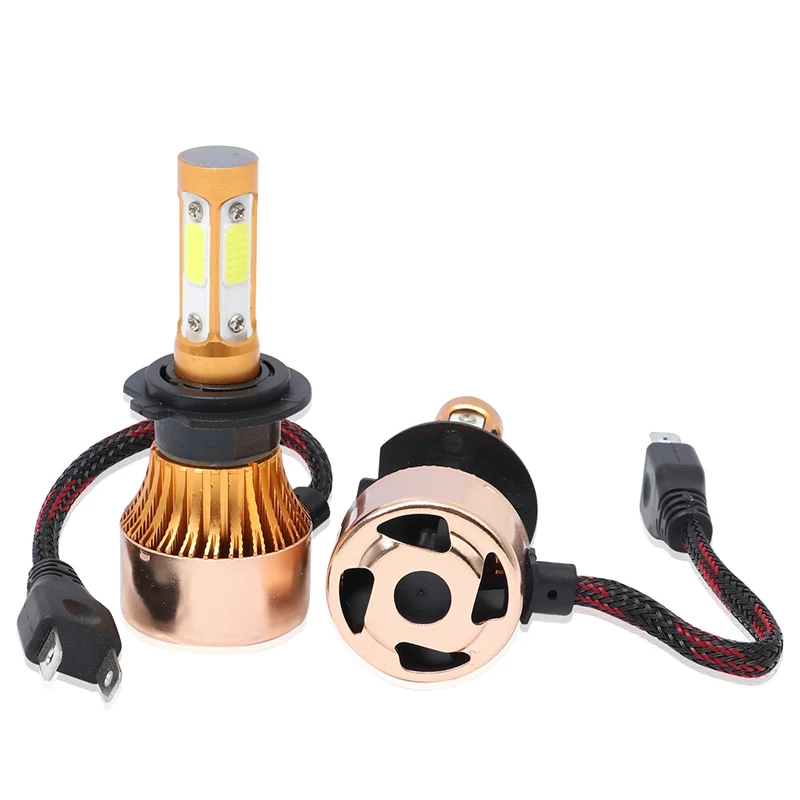 Gold 2pcs Car Headlight H4 H7 H8 H9 H11 Car 4-Sides LED Headlight 9004 9005 9005 9006 H13 200W 20000LM Hi/Low Kit Bulbs Beam 6000K - Испускаемый цвет: Gold