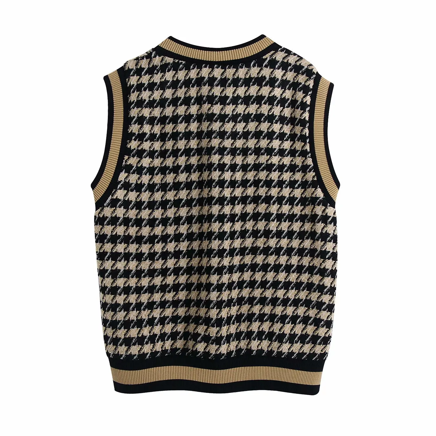 

2021 Spring Sleeveless V-Neck Texture Knitted Vest Women's Vest Top Vests for Women Argyle Sweater Oversize Female Y2K Sweaters