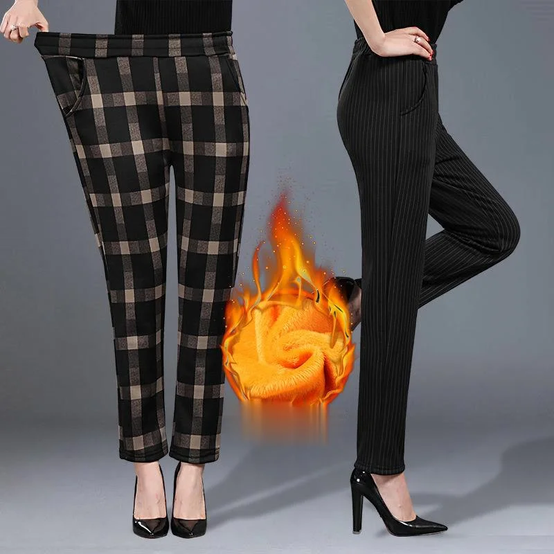 

2021 осень зима среднего возраста Женские повседневные брюки с принтом женские облегающие эластичные теплые леггинсы с высокой талией толст...