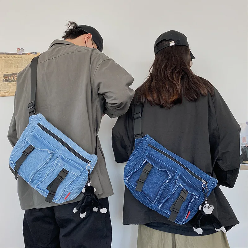 

Denim shoulder bag women's canvas bag leisure class bag retro Japanese large-capacity tooling wind messenger bag