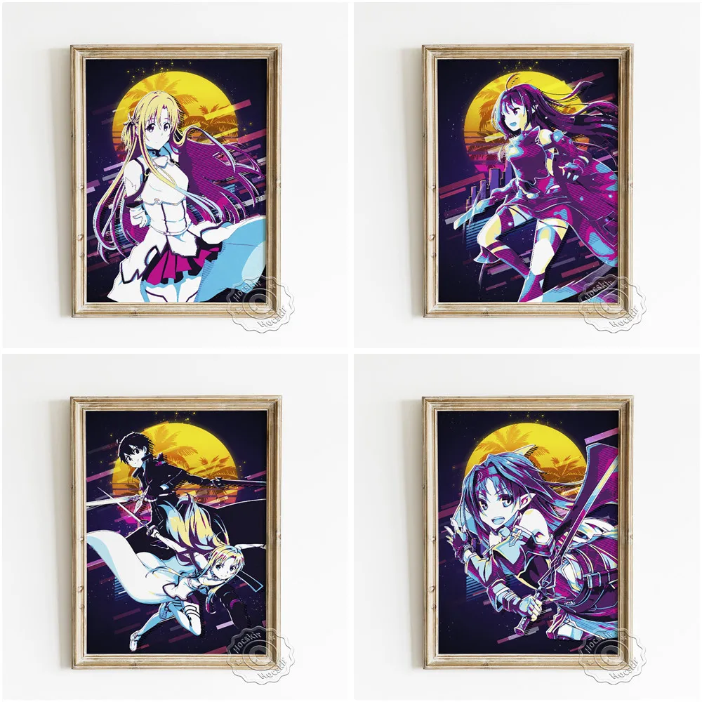 

Sword Art Online Japanese Anime Art Prints Poster, Cartoon Character Abstract Fans Collection Gift, Modern Dormitory Home Decor