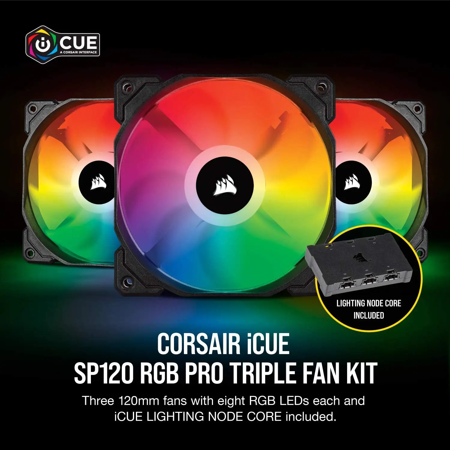 Вентилятор Corsair iCUE SP120 RGB Pro производительность 120 мм одна упаковка/(тройной