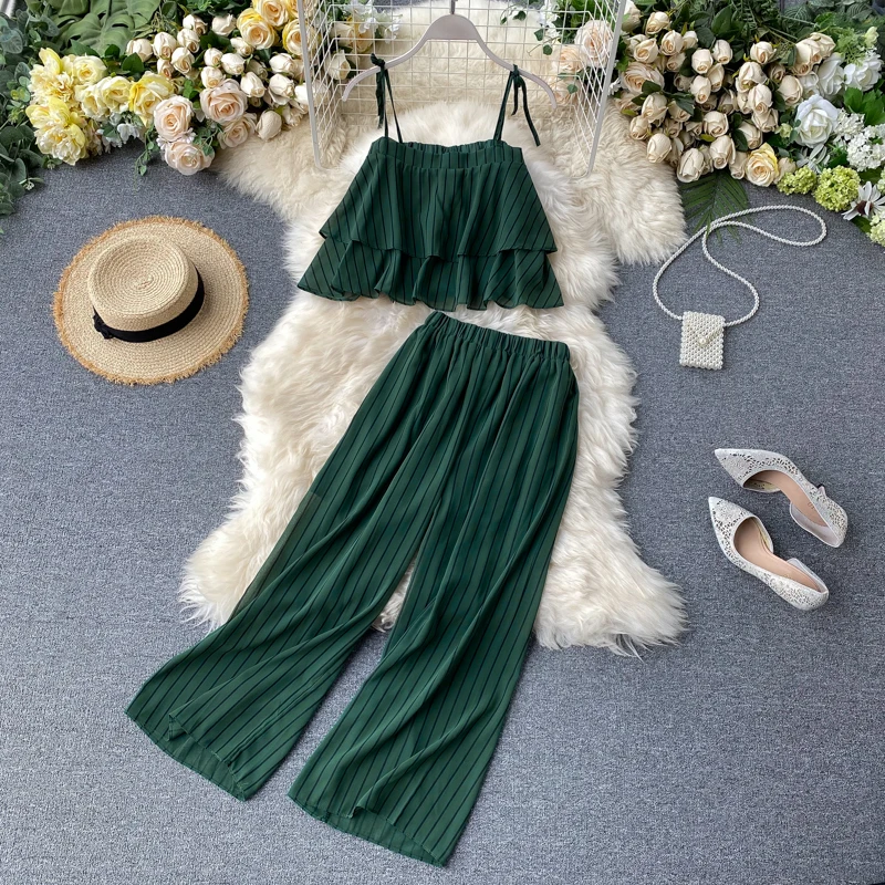 Женский костюм в полоску SINGRAIN винтажный праздничный пляжный комплект из двух