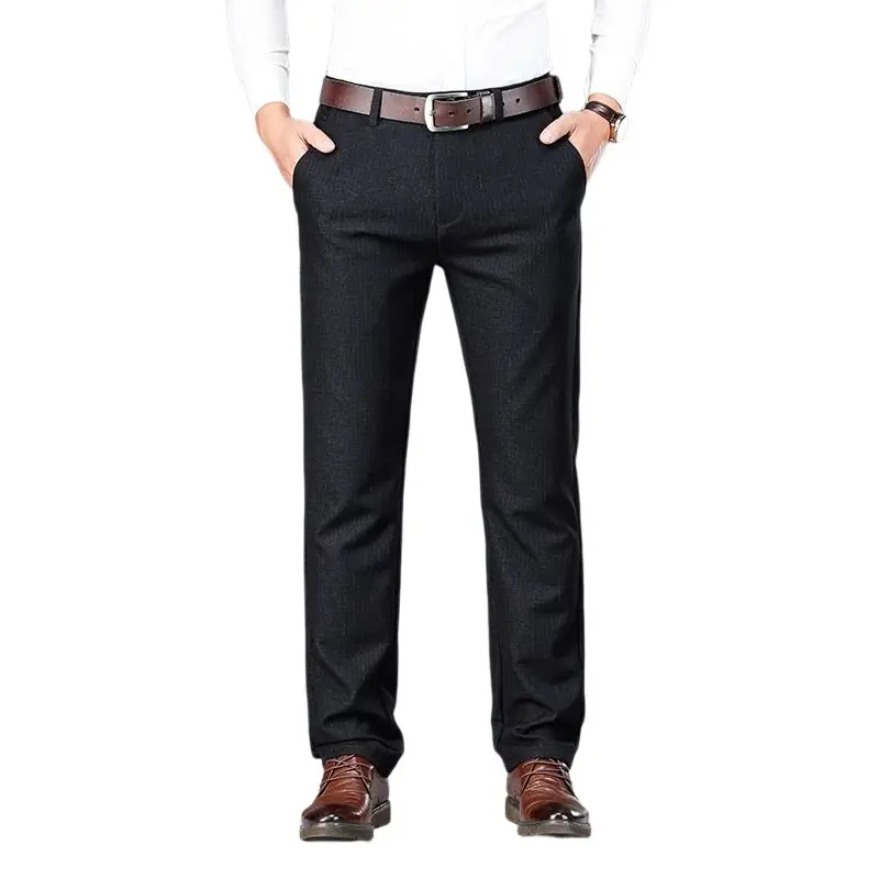 

Classic plaid jacquard men's elegant business casual slim straight casual pants luxury high-quality brand trousers