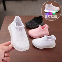 toddler glowing shoes girls sneakers with luminous sole non slip soft soled solid color breathable boys pure cotton loafers