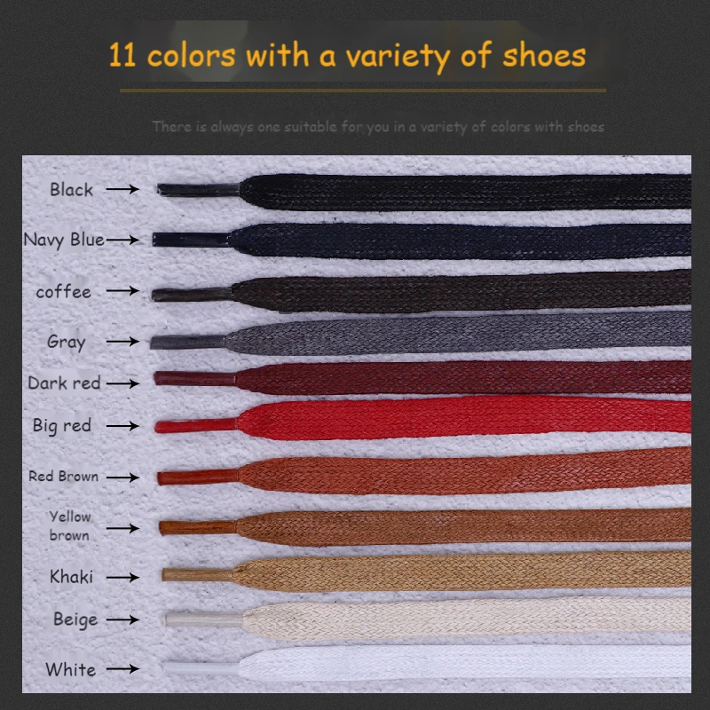 1 Pair Shoelaces 0.6CM Waxed Cotton Width Flat Waterproof Shoe laces Unisex Boots Casual Sneakers Shoelace Leather Laces Shoes