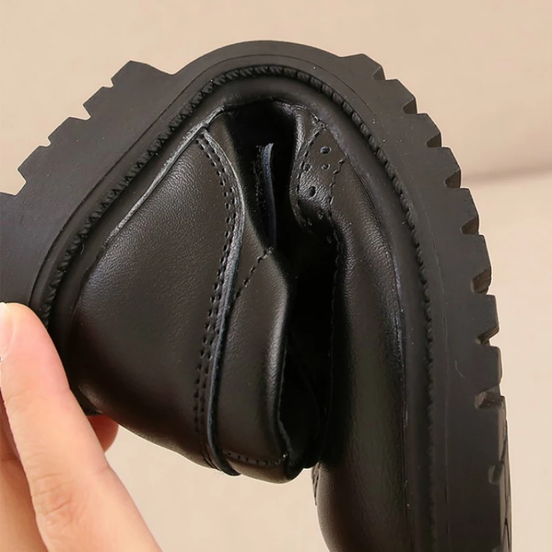 

New Fashion Princess Kids Leather Shoes For Girls Mary Jane Shoes Children Wedding Party Dress Black School Flat Etiquette Shoes
