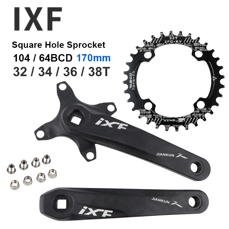Звездочка с квадратным отверстием IXF MTB 104BCD 170 мм коленчатый механизм одним диском