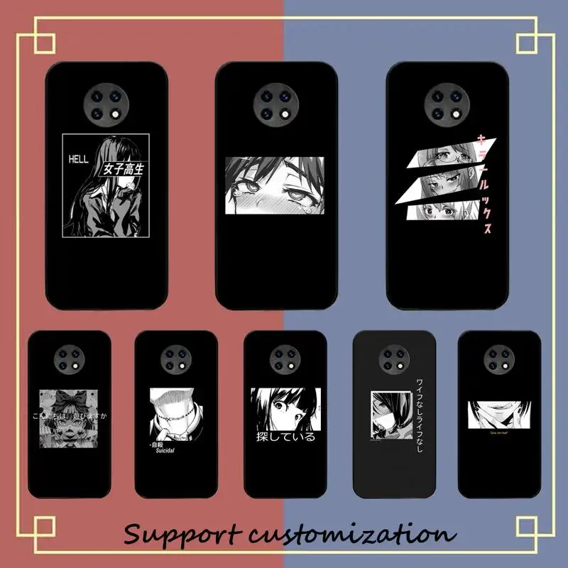 

Sad Japanese Anime Aesthetic Phone Case For Xiaomi Redmi Note 8A 7 5 Note 8pro 8T 9Pro TPU Coque for note 6pro