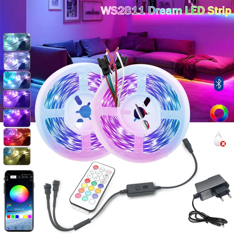 

WS2811 Addressable Led Strip Smart App Controller RGBIC Dream Tape Led Strip Light Kit 5050 Light Dream Tape DC 12V Adapter
