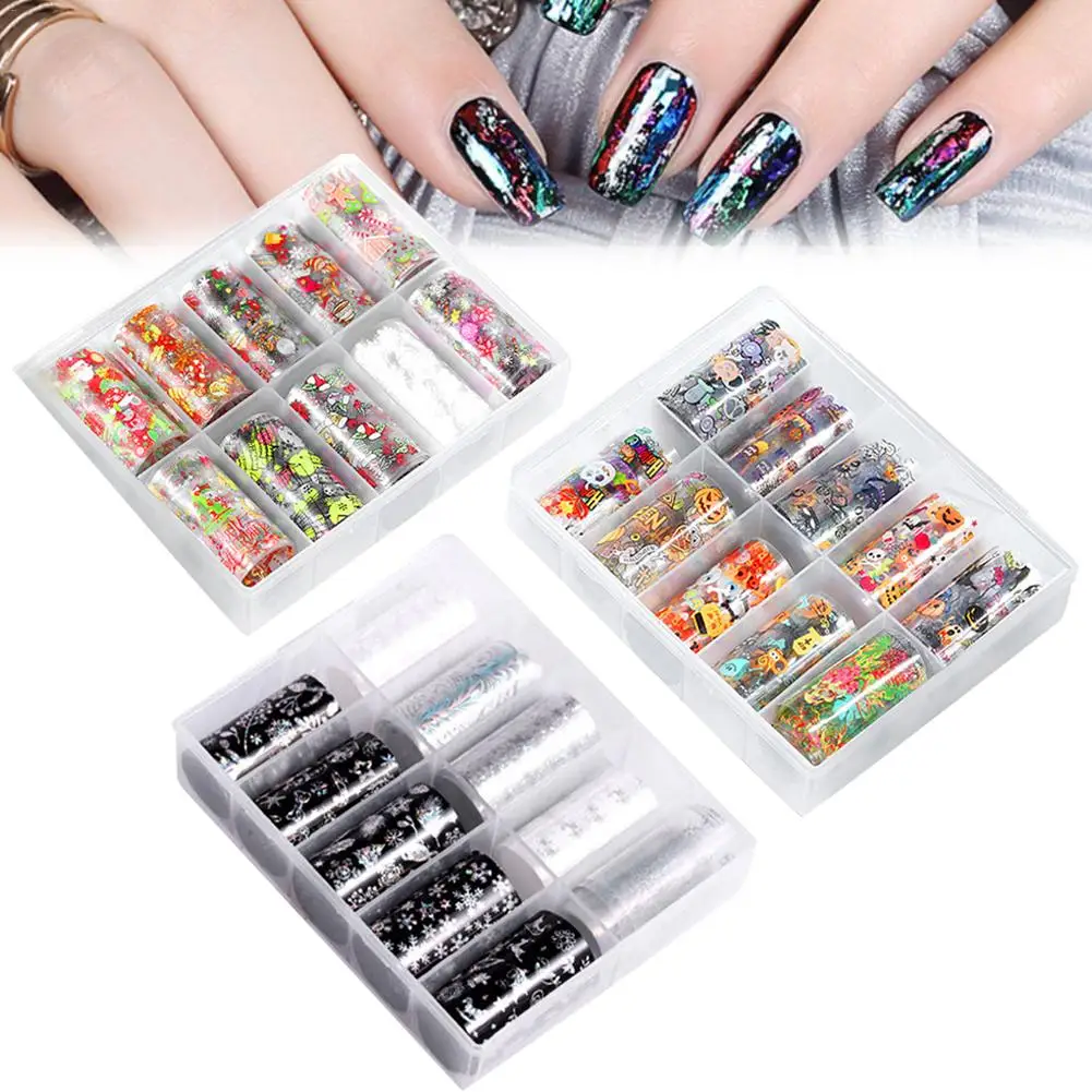 10 рулонов Хэллоуин Фольга для ногтей звездное небо искусство переводные