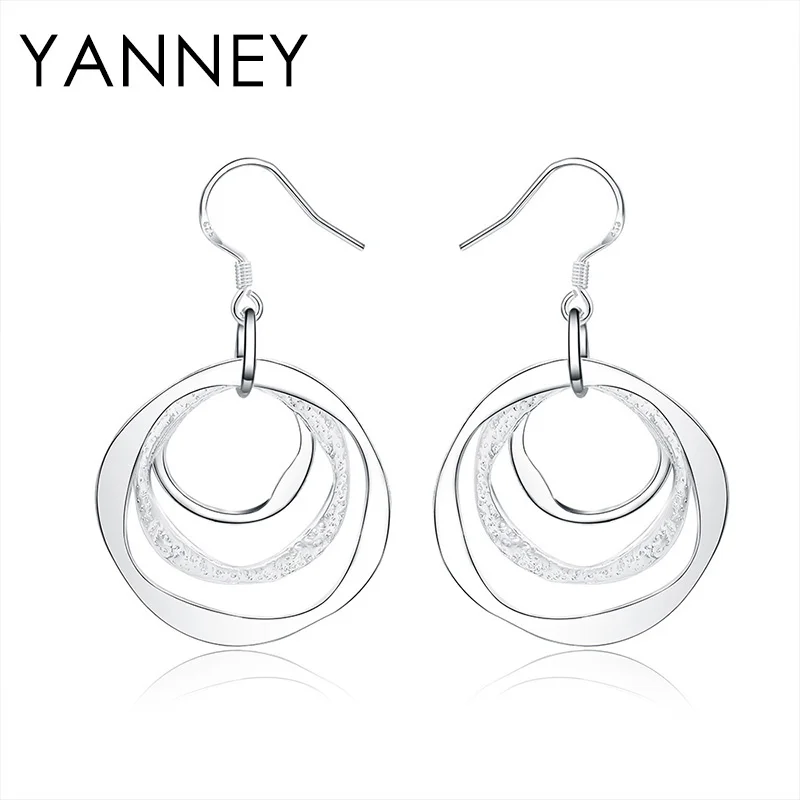

YANNEY Hot Sale 925 Sterling Silver Earrings Fine Round Drop Earrings Charm Woman Party Birthday Gift Jewelry