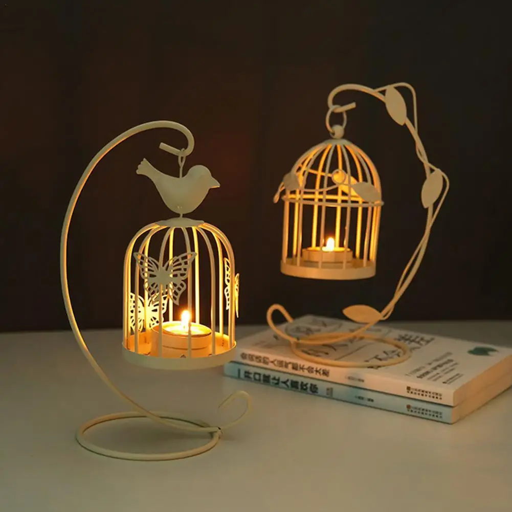 

1 шт. скандинавские романтические подсвечники из кованого железа, винтажные подсвечники в виде листьев и птиц, украшение, металлический под...