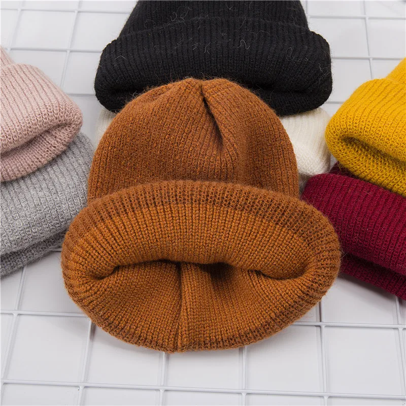 LA Новая зимняя женская шапка из кроличьего кашемира вязаные шапочки толстые