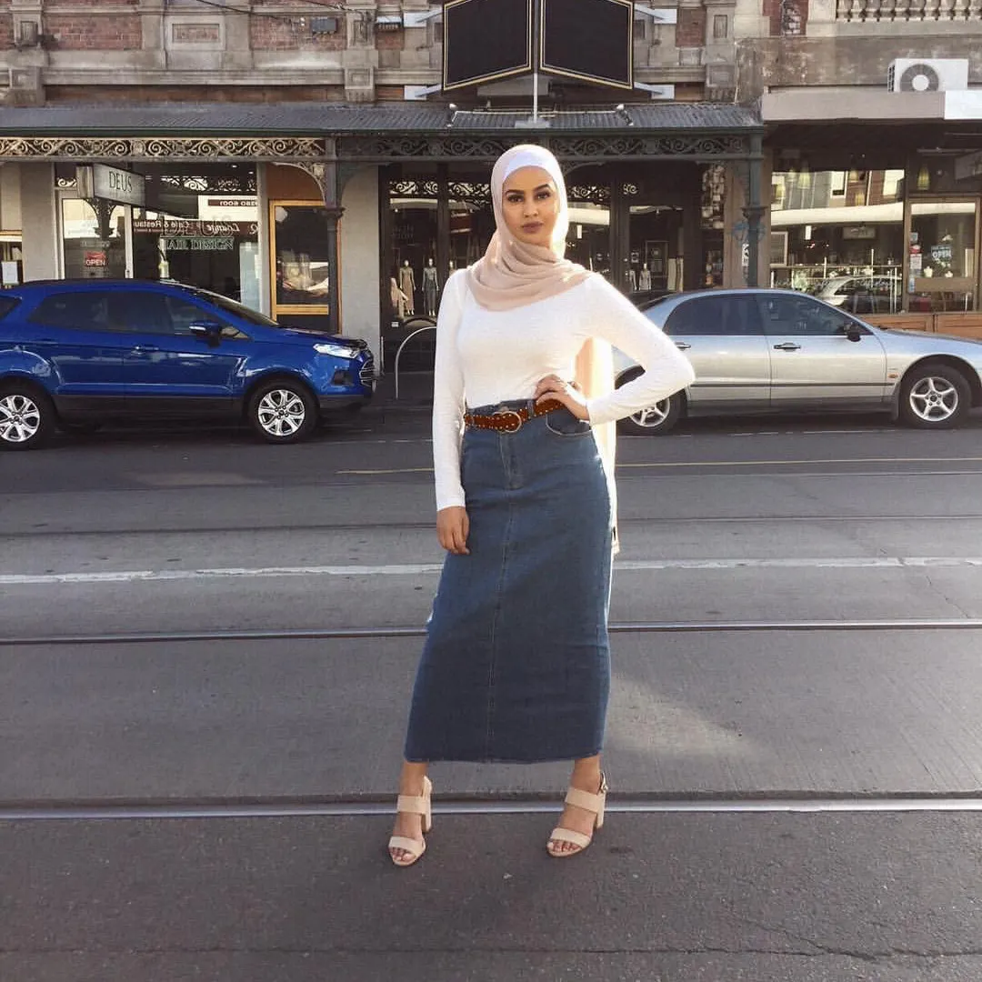 Прямая женская джинсовая юбка на молнии с высокой талией|Женские юбки| |