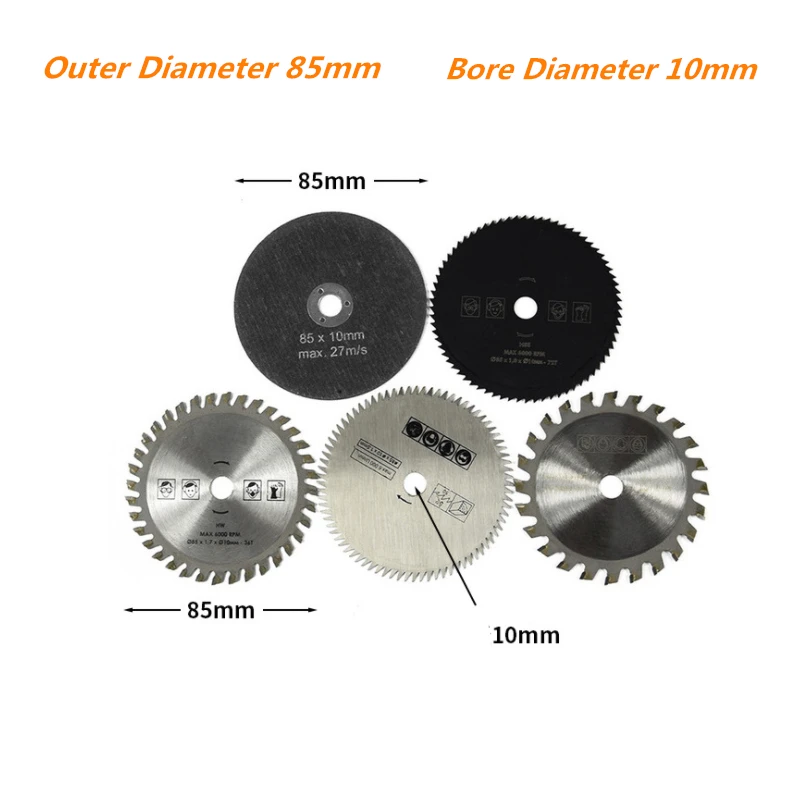 

5Pcs 85mm X 10/15mm Cutting Tool Saw Blades HSS Saw Blade Circular Mini Saw Blade for Power Tool Circle Saw Blade Assortment