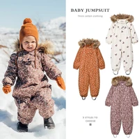 winter new print cotton jumpsuit children thicken ski suit toddler warm bodysuit girl and boys parkas coat ws1845