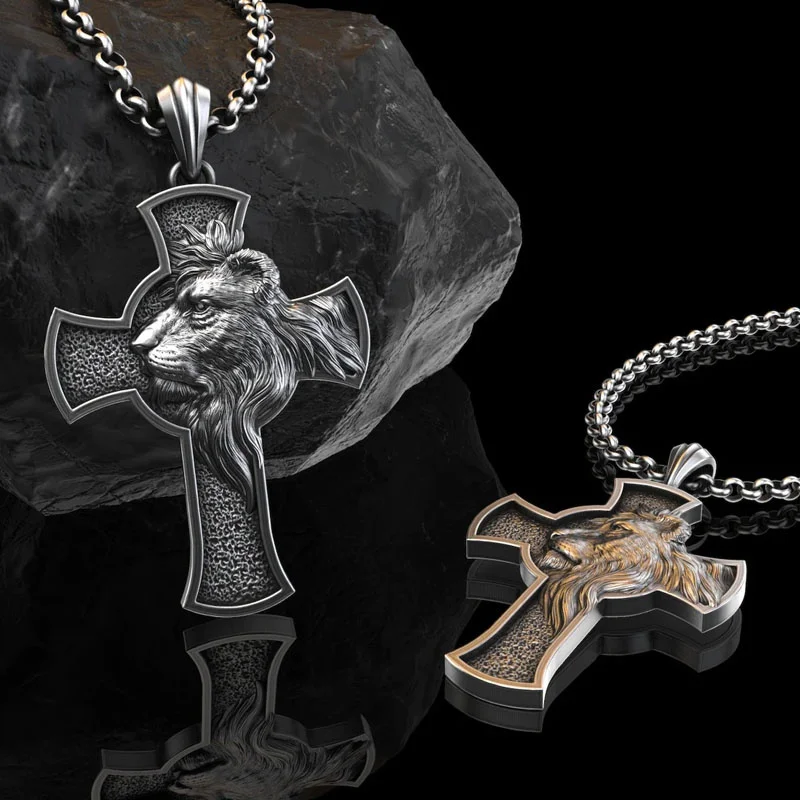 подвеска на шею винтаж панк прикольные штучки готика Ожерелье с крестом льва