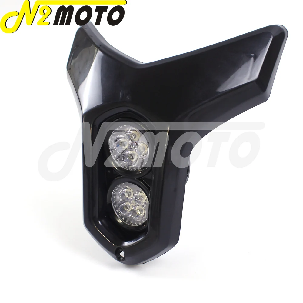 Мотоциклетная черная двойная светодиодная фара передняя обтекатель для Honda Yamaha