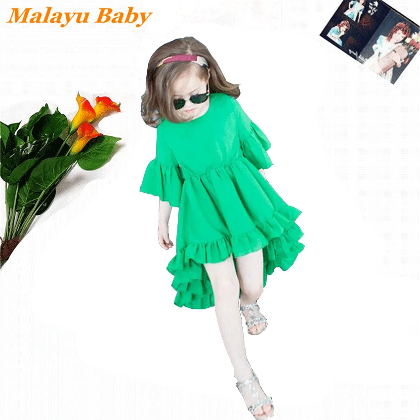

Malayu Baby Girl Dress 2021 Summer New Fashion Child Chiffon Floral Swallowtail Princess Dress 2-7 Years Old Kids Clothing