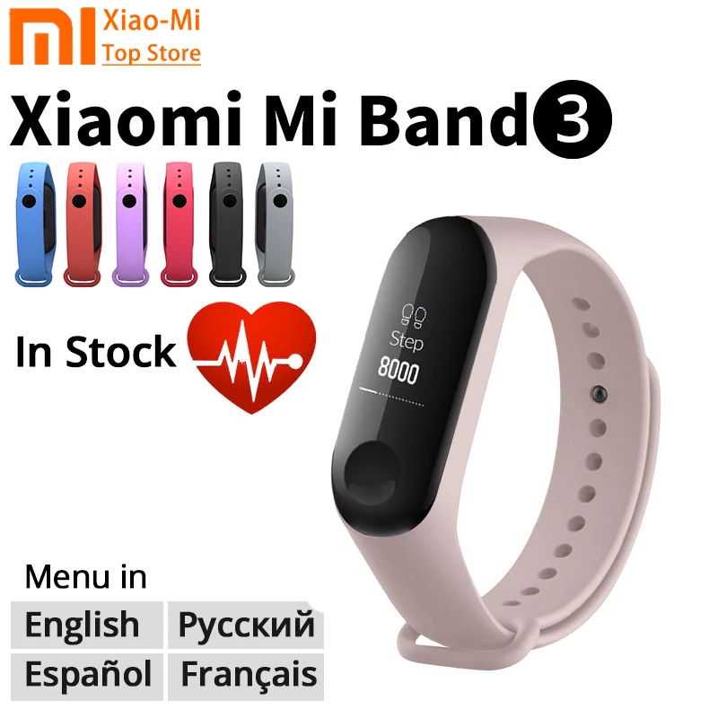 Xiaomi Mi-браслет 3, умный Браслет, фитнес-браслет, сенсорный экран, OLED, частота сердечных сокращений, смарт-браслет, глобальная версия