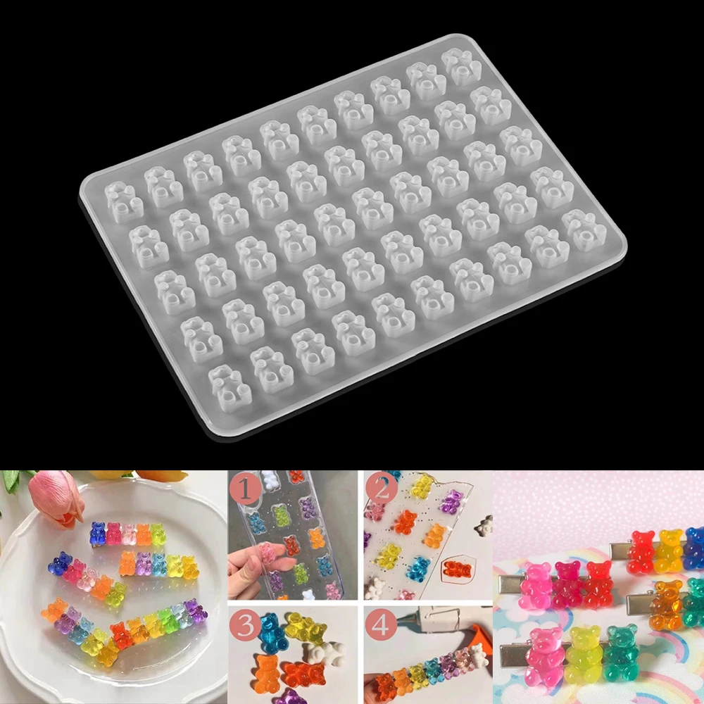 Cartoon Bear Silicone Mold Gummy Bear Shape Mould Epoxy Resin Jewelry Making Crafts Tool for Earrings Necklace Keychain Pendants