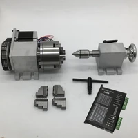 4 axis rotation a axis rotary driver 4 jaw 80mm k12 80 chuck and nema23 stepper motor tailstock kit for wood cnc milling router