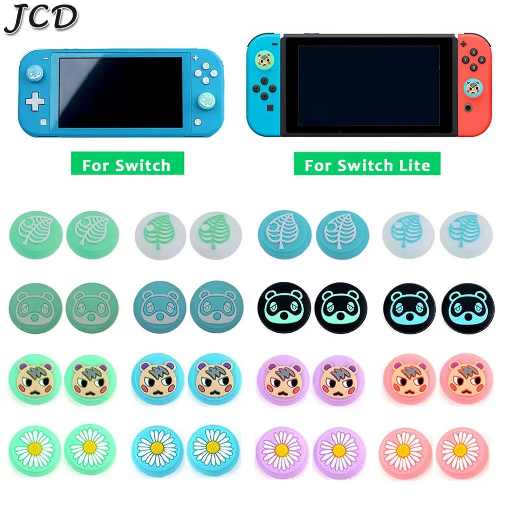 

JCD 2PCS Animal Crossing Bear Leaf Pad Thumb Stick Grip Cap Joystick Cover For Switch NS Lite OLED Joy-Con Controller