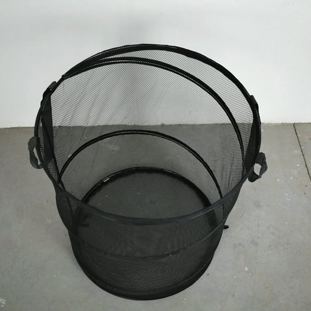 

Foldable Mesh Laundry Washing Clothes Basket Round Laundry Basket for Home (Black)