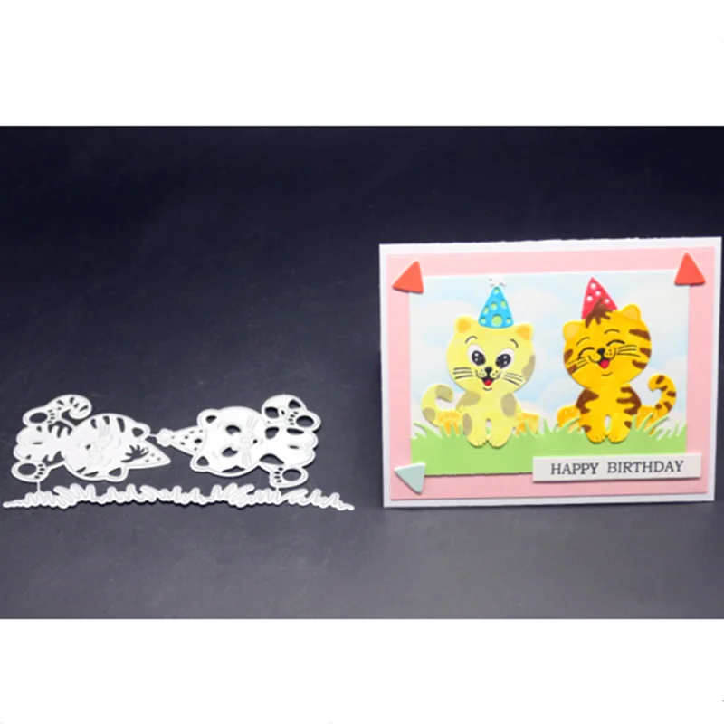 

YINISE SCRAPBOOK Metal Cutting Dies For Scrapbooking Stencils CUTE CAT Paper Album Cards Making Embossing Die Cuts Cutter MOLD