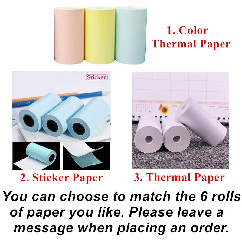 6 Rolls Paper PAPERANG портативный термальный Bluetooth принтер мини беспроводной фото принтер для мобильного телефона Android iOS - Цвет: 6 Rolls Paper