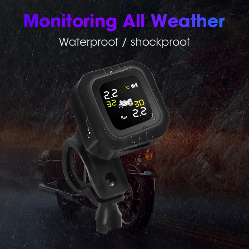 Система контроля давления JMCQ TPMS для мотоцикла мото шина ЖК дисплей 2 датчика
