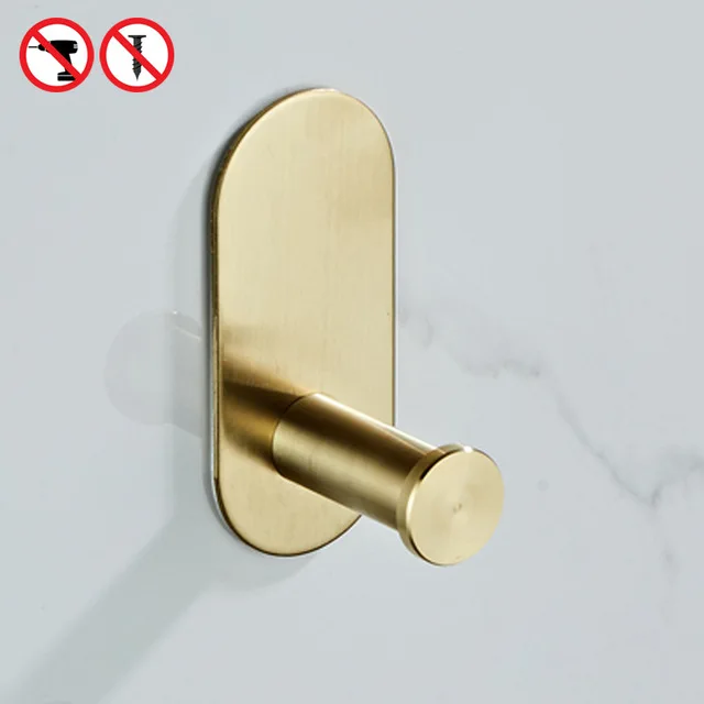 

Brushed Gold Bathroom Hardware Set Free Drill Towel Holder Toilet Paper Holder Robe Hook SUS 304 Bathroom Accessories Set ART670