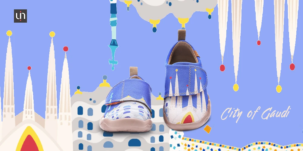 UIN City of Gaudi/дизайнерская повседневная обувь с рисунком для маленьких детей; мягкая парусиновая обувь на плоской подошве на липучке для мальчиков и девочек; уличная детская обувь