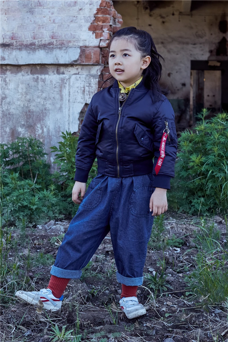 Плотная зимняя куртка-бомбер для детей 2-12 лет, ma-1 pilot air force, детская бейсбольная куртка-пуховик с подкладкой для маленьких мальчиков