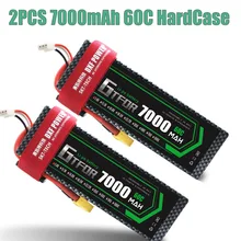 2 шт 7,4 V 5200 45c 7000mAh 60C GTFDR LiPo аккумулятор 2S HardCase для 1/8 1/10 RC модель автомобиля TRX Slash Emaxx