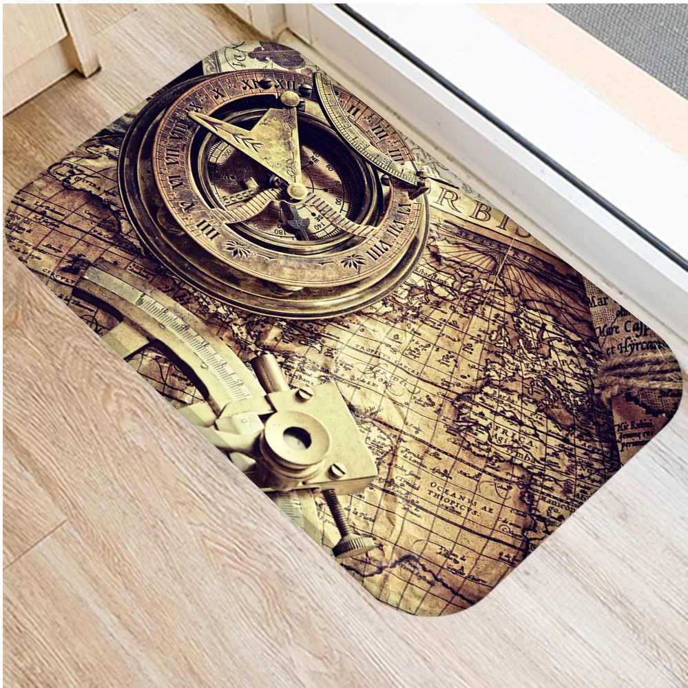 

40x60cm Cute Diy Print Floor Mat Bathroom Ground Mat Slip Door Bath Pad Rug Living Room Carpet Vintage Clock