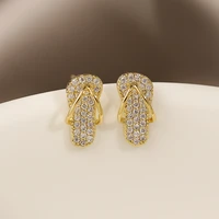 u magical korean fashion gold slippers stud earring for women funny cute gold metallic rhinestone earring jewelry pendientes