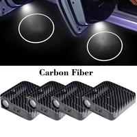 2 pcs universal carbon fiber led car door logo ghost light for acura subaru cadillac infiniti auto emblem laser projector lamp