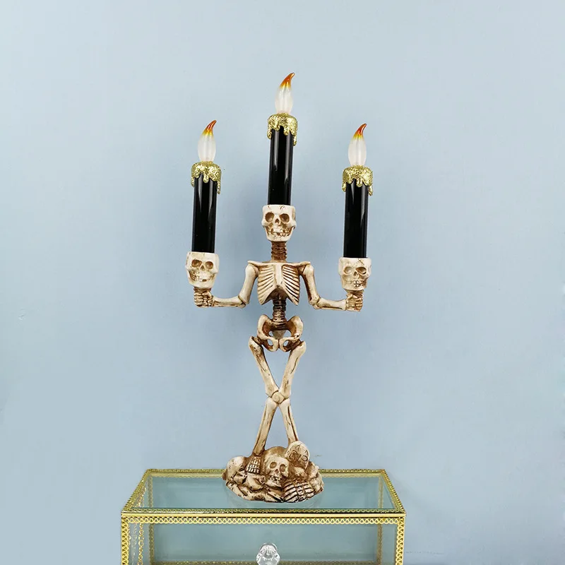 Светодиодный держатель для свечей из смолы с 3 дужками и черепом подставка дома