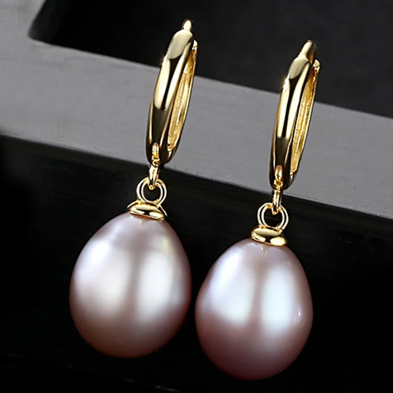 Purple Pearl Серьги с жемчугом серебро 925, натуральный Серьги с жемчугом, 10-11 мм жемчужные серьги в виде капель с Для женщин Свадебная вечеринка Серьги с жемчугом, ювелирные изделия - Цвет камня: Purple Pearl