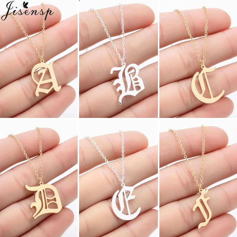 Женское Ожерелье с буквами алфавита цепочка из нержавеющей стали Старое