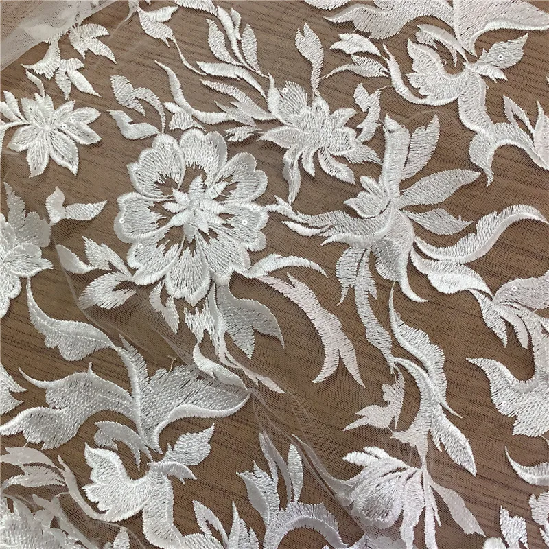 Новинка 2019 года Тюль с вышивкой из белых блесток кружевная ткань блестками