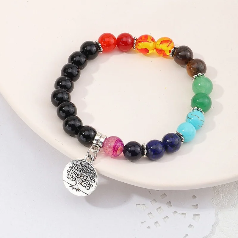 

Life of Tree 7 Chakra Healing Bead Bracelet Natural Stone Mala Pendant Buddha Balance Bracelets for Women Men Yoga Jewelry