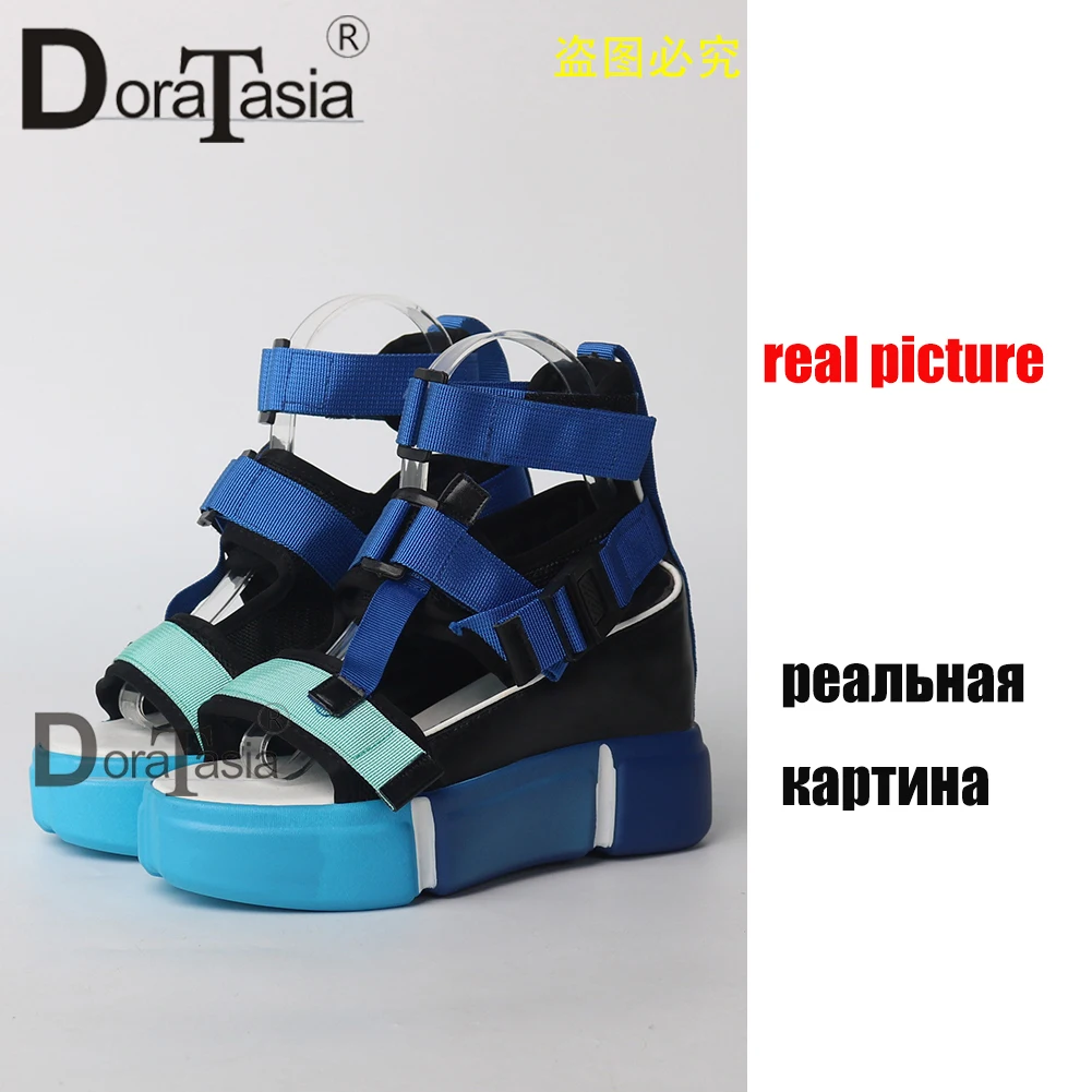 DORATASIA/2020 брендовые новые платформы сандалии Женщины Клин обувь на высоком