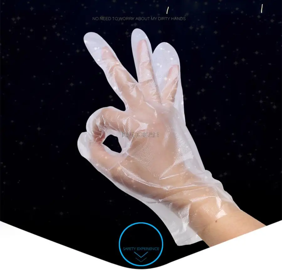 

300pcs Disposable Plastic PE Gloves For Hands For Paraffin Skin Treatment Free Shipping